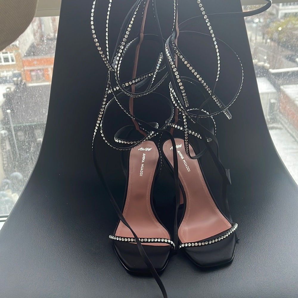 Amina Muaddi x AWGE Lace Up Heels